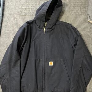 Men’s Carhartt Washed Duck Active Jacket Navy Blue Size Large